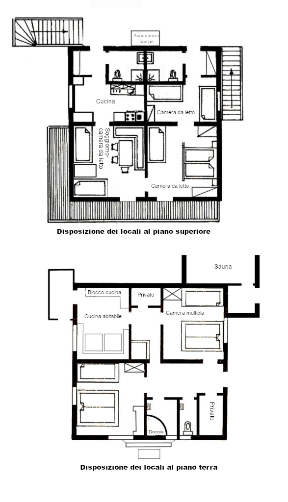 Disposizione delle stanze della casa vacanze Anderles-Alm