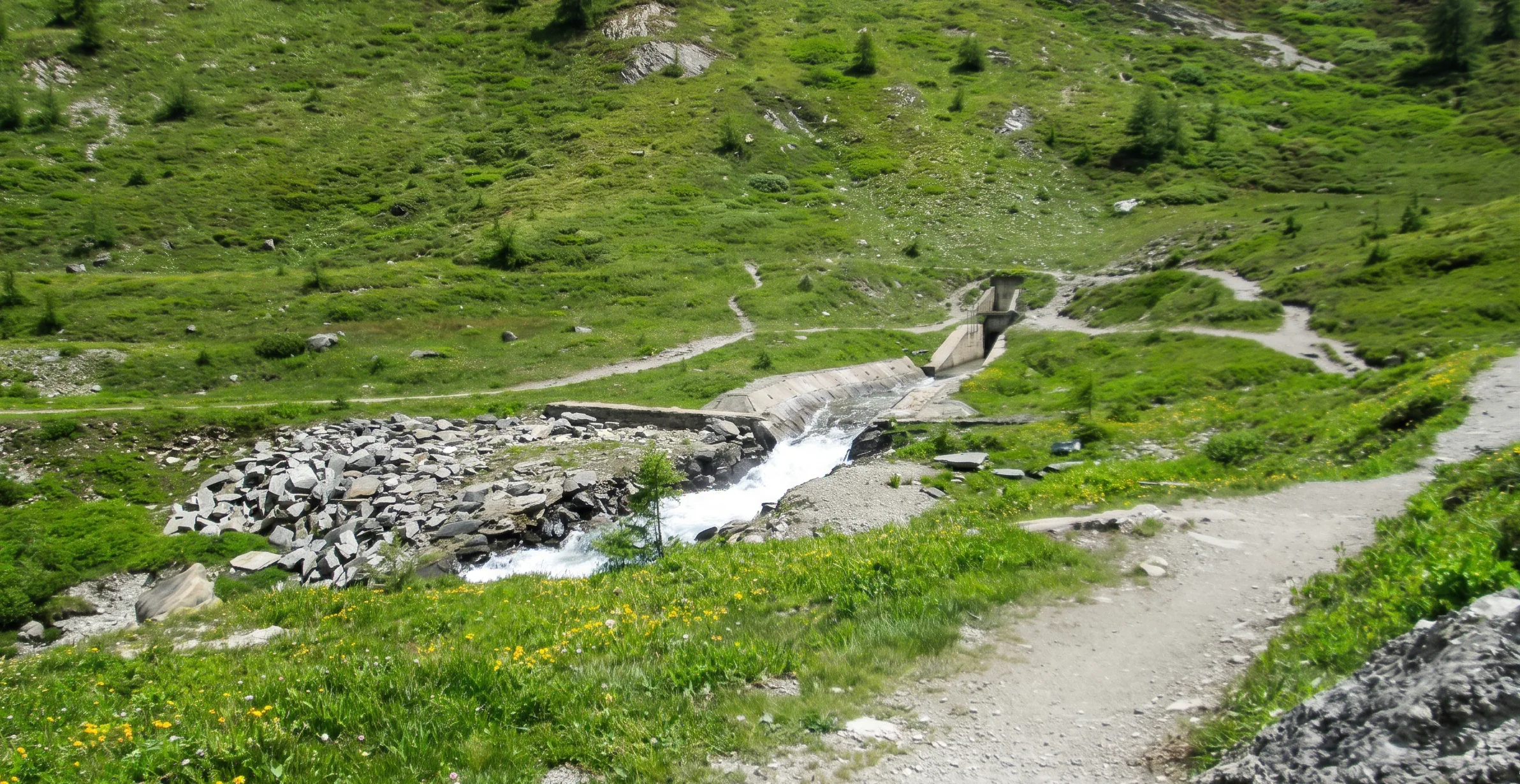 Bach mit Wanderweg in der Glocknergruppe